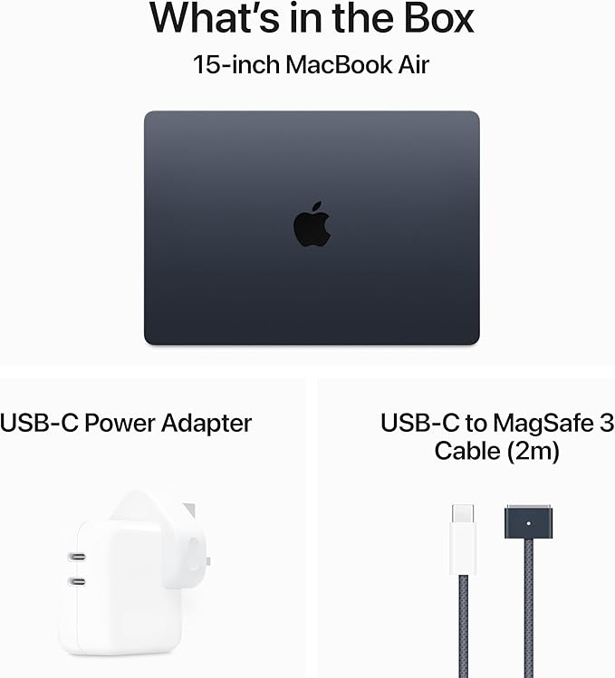 Apple 2024 MacBook Air 15-inch Laptop with M3 chip: Built for Apple Intelligence, 15.3-inch Liquid Retina Display, 24GB Unified Memory, 512GB SSD Storage, Backlit Keyboard, Touch ID; Midnight
