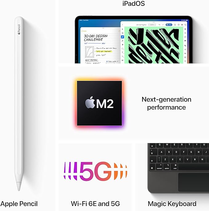 2022 Apple iPad Pro (12.9-inch, Wi-Fi + Cellular, 2TB) - Space Gray